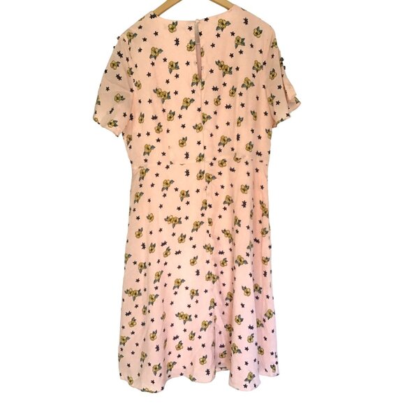 Tiana B. Womens Floral Print Dress Size 14 Peach With Black & Yellow Flowers - Picture 5 of 11